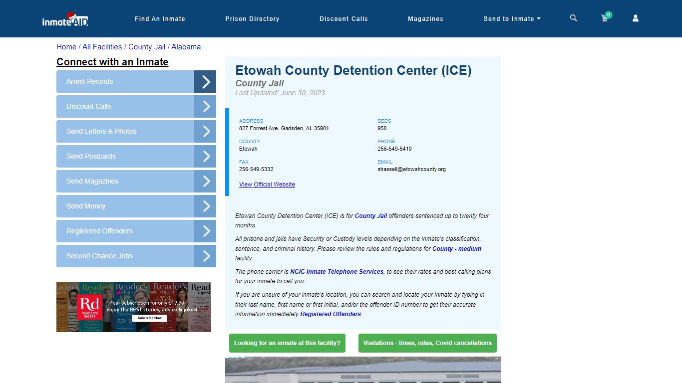 Etowah County Detention Center (ICE) - Inmate Locator - Gadsden, AL